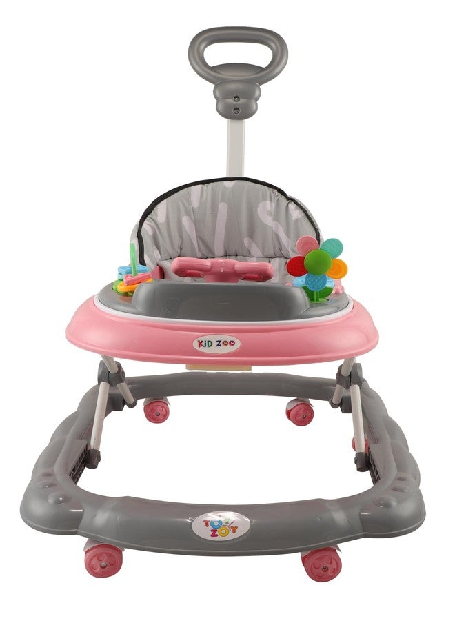 JoyRide Kidzoo BabyGo Musical mini Explorer Walker Compact Foldable Activity Walker with Adjustable Height & Parental Handle for Boys|Girls Age 6+ Months Pink - Image 3