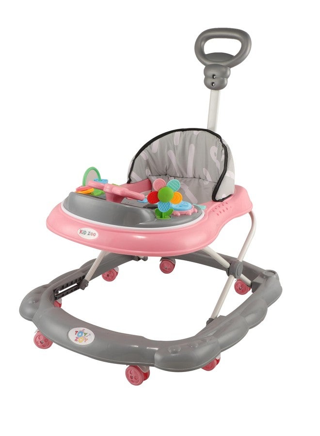 JoyRide Kidzoo BabyGo Musical mini Explorer Walker Compact Foldable Activity Walker with Adjustable Height & Parental Handle for Boys|Girls Age 6+ Months Pink - Image 2
