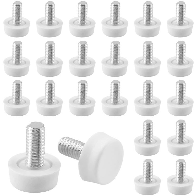 Biaungdo 24 Pcs Adjustable Furniture Levelers M6x15 mm Ajustable Leveling Feet Screw On Furniture Glide Foot Levelers for Table Chair Cabinet Furniture Legs White