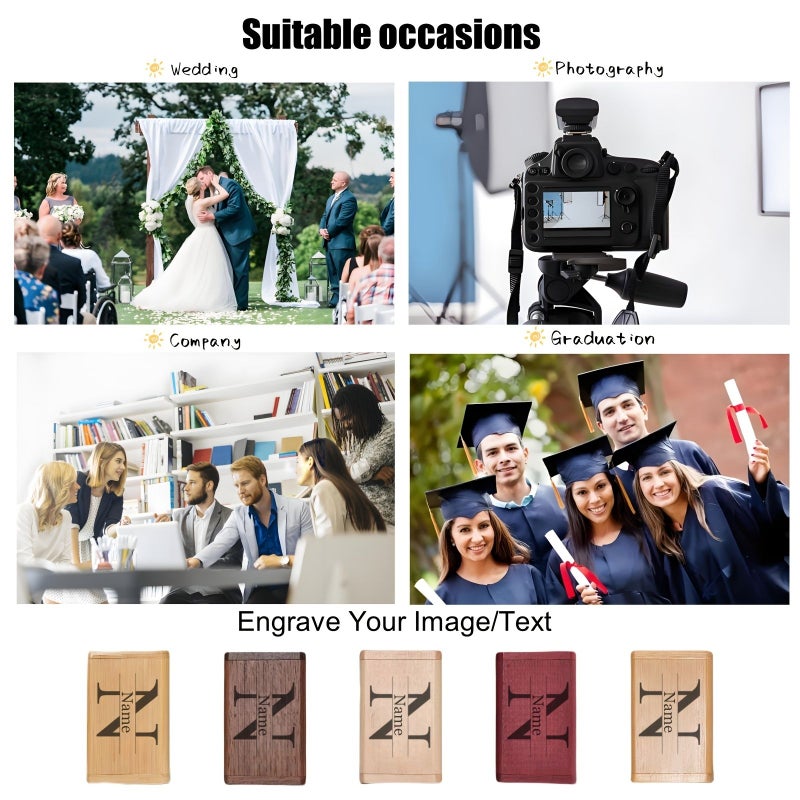 ذاكرة USB مزدوجة من الخشب الخيزران المنحوت بالليزر حسب الطلب بسعة 32 جيجابايت - Image 5