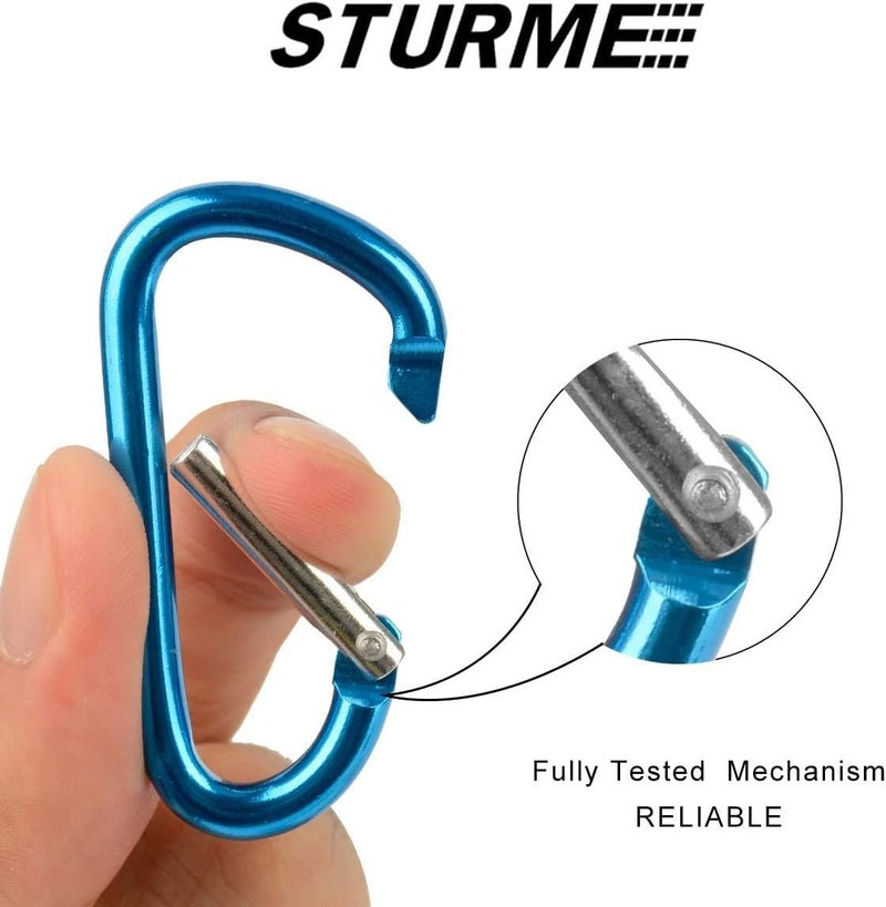 STURME 2" Aluminum D Ring Carabiners Clip D Shape Spring Loaded Gate Small Keychain Carabiner Clip Set Outdoor Camping Mini Lock Snap Hooks Spring Link Key Chain Durable Improved 24 PCS (Assorted) - Image 3