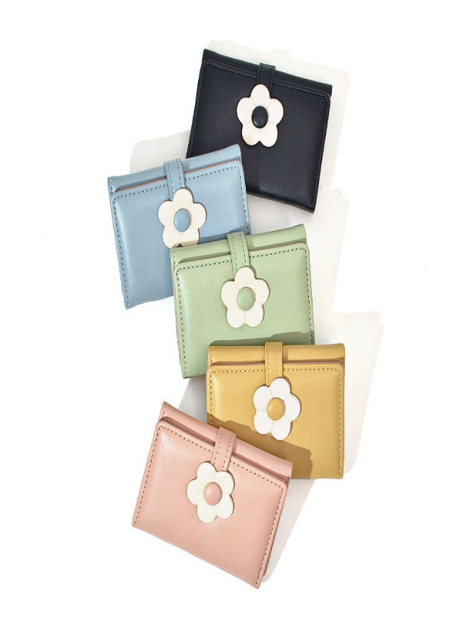Miracle Manrico's new ins simple, sweet, fresh and lovely flower student wallet Japanese and Korean version short tri-fold wallet Pink - Image 5