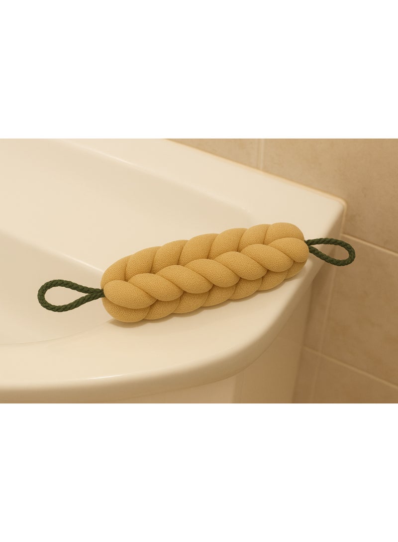 Back Scrubber for Bathing, Fluffy Mesh Bath Sponge, Bath Sponge for Adults and Kids to Exfoliate and Soothe Skin, Removes Dead Skin Cells-yellow