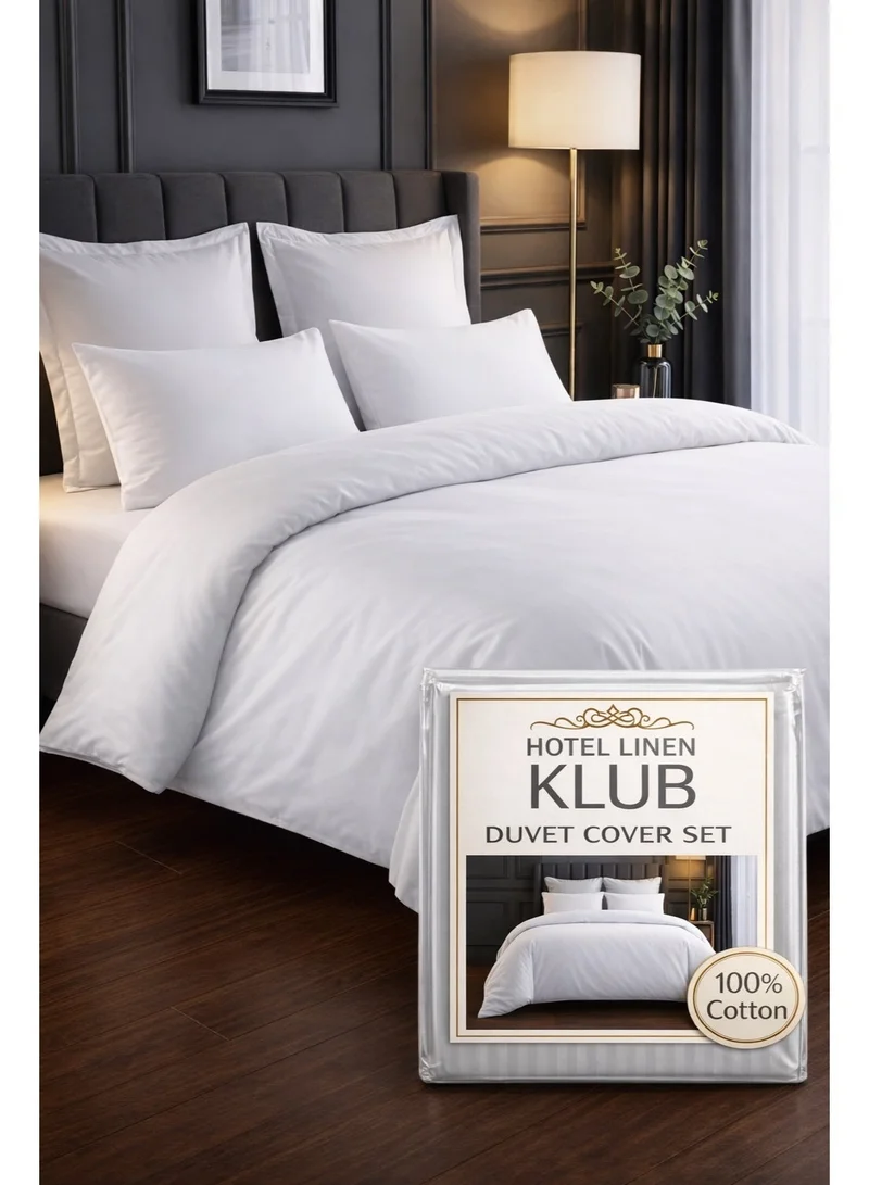 Hotel Linen Klub Hotel Linen Klub Single Duvet Cover 2pc Set, 100% Cotton 300tc Sateen Plain, Size: 165x225cm + 1pc Pillowcase 50x75cm, White