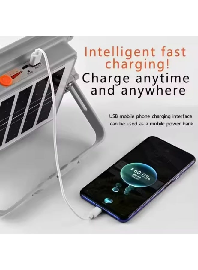 Rechargeable Solar LED Lamp, High-Brightness Multi-Mode with Dual USB & Solar Charging, IP66 Waterproof, Magnetic Base & Power Bank Function, Black - Image 5