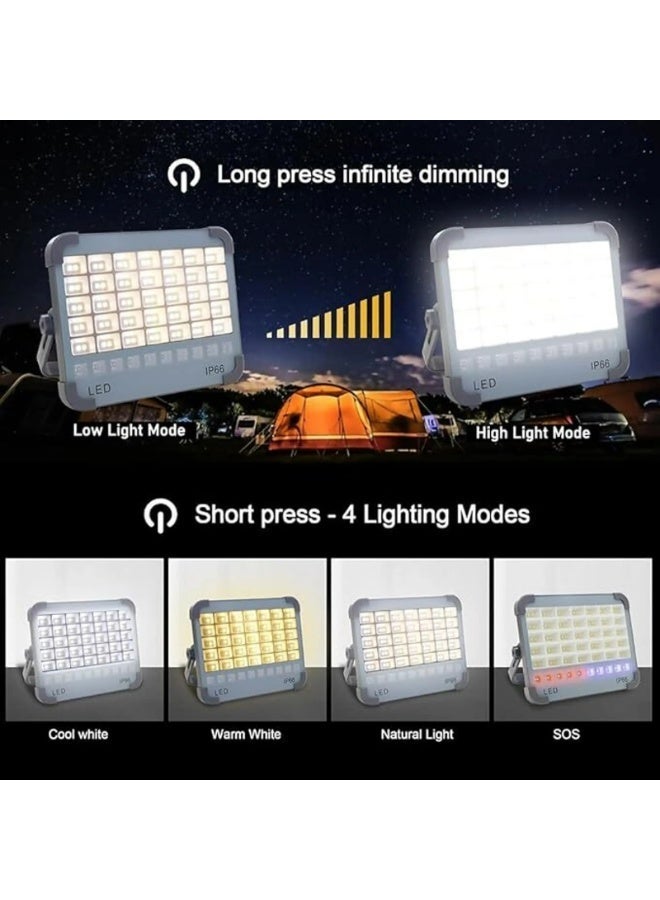 Rechargeable Solar LED Lamp, High-Brightness Multi-Mode with Dual USB & Solar Charging, IP66 Waterproof, Magnetic Base & Power Bank Function, Black - Image 3