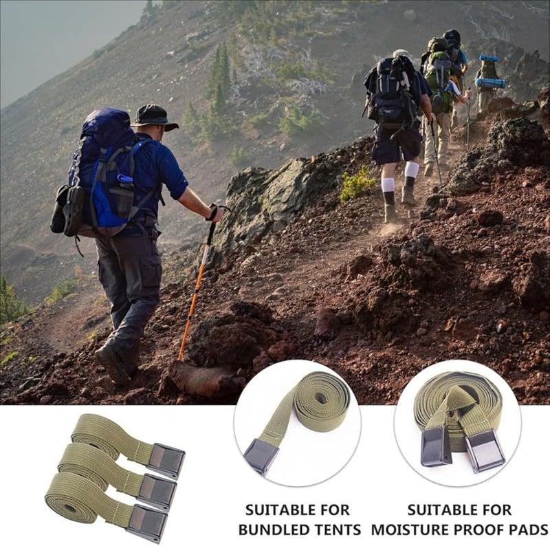 Military Green Cargo Straps 3 Pack with Buckles for Camping Luggage Storage Tie Down - Image 5