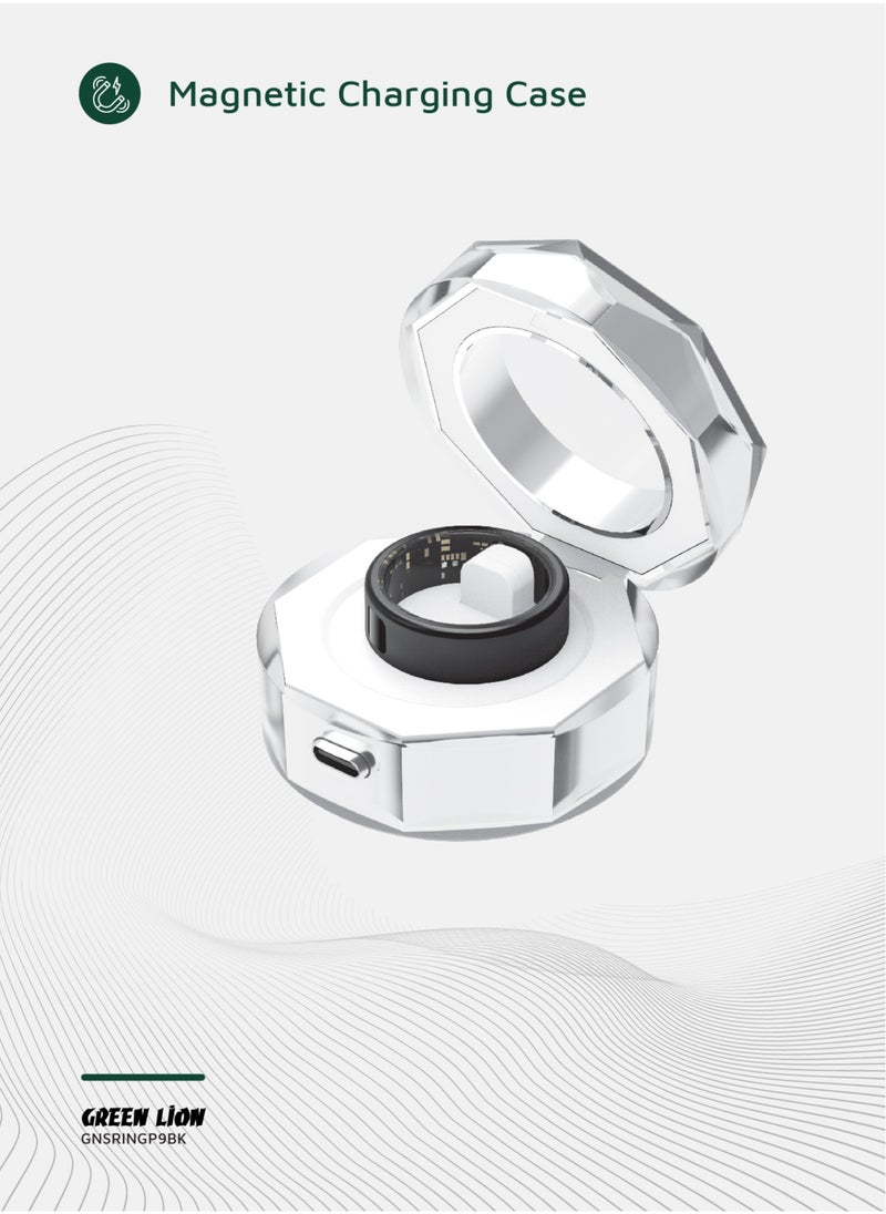 Smart Ring Pro with Digital Display & Magnetic Charging Case / Size 9-18.9mm / Remote Snap / Calories Calculation / 128 Sports Modes / Personal Settings / Heart Rate Monitoring - Black