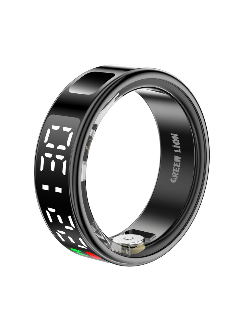 Smart Ring Pro with Digital Display & Magnetic Charging Case / Size 9-18.9mm / Remote Snap / Calories Calculation / 128 Sports Modes / Personal Settings / Heart Rate Monitoring - Black