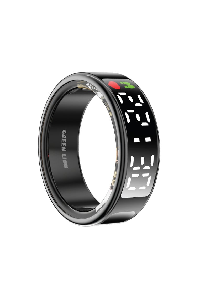 Smart Ring Pro with Digital Display & Magnetic Charging Case / Size 9-18.9mm / Remote Snap / Calories Calculation / 128 Sports Modes / Personal Settings / Heart Rate Monitoring - Black