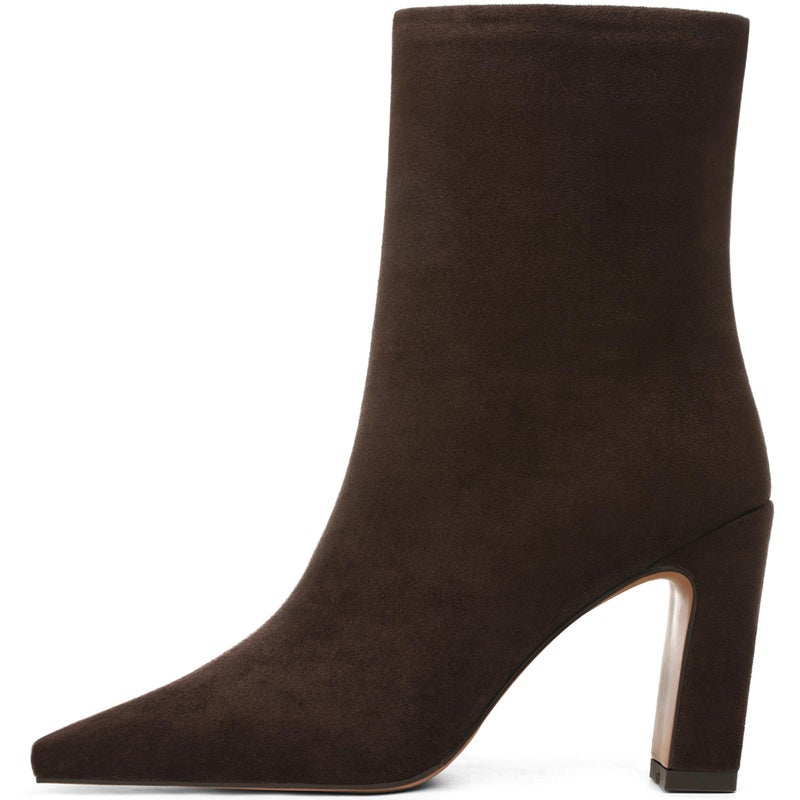 Lovee Cosee Brown Suede Ankle Boots for Women 2025 Booties for Women Chunky Heel Square Toe Heeled Boots Comfort Leather Fall Winter Party Office Date Night Travel Casual Outfit Size 7 - Image 1