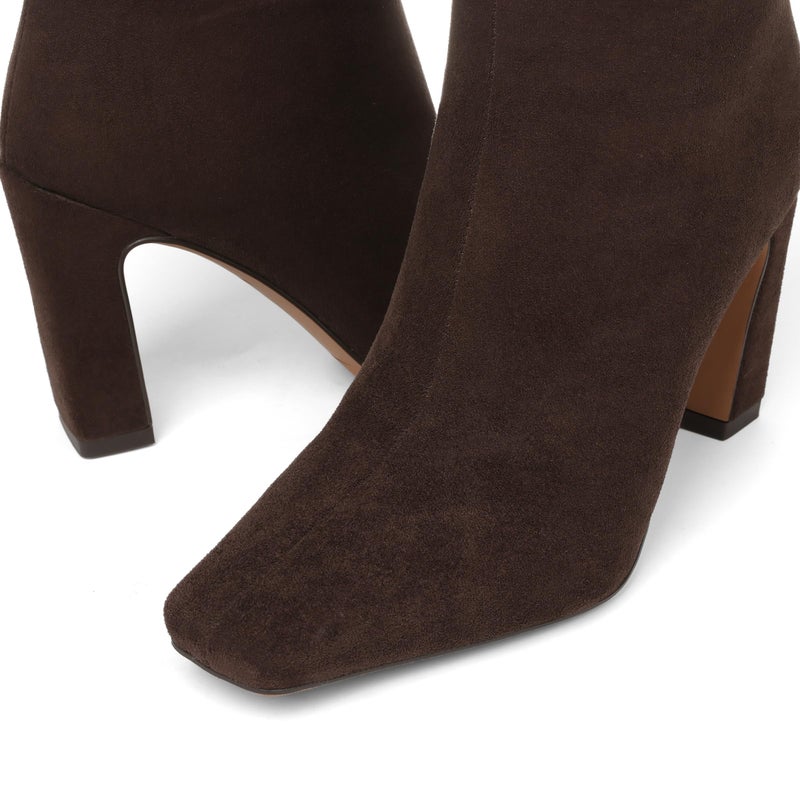 Lovee Cosee Brown Suede Ankle Boots for Women 2025 Booties for Women Chunky Heel Square Toe Heeled Boots Comfort Leather Fall Winter Party Office Date Night Travel Casual Outfit Size 7 - Image 5