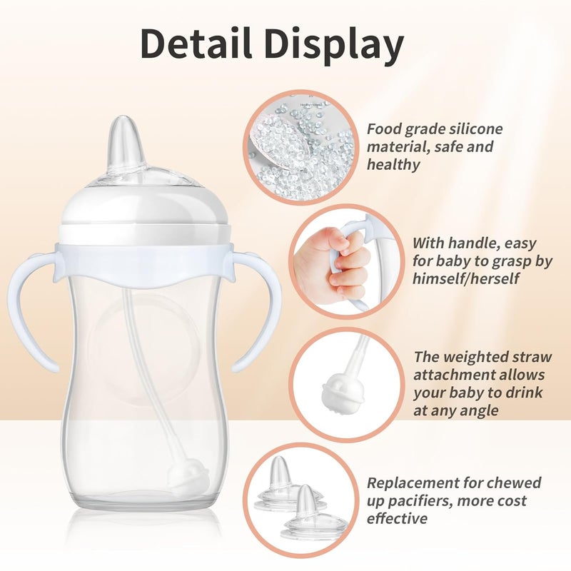 Ullnosoo 4 Pack Sippy Cup Nipples Kit for Philips Avent Natural Baby Bottle Toddler Transition Kit with 4 Soft Straw Nipple 2 Weighted Straw 2 Bottle Handle 2 Cleaning Brush - Image 2