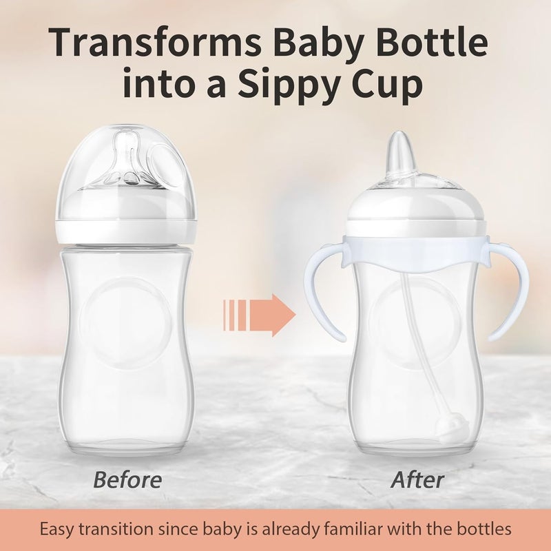 Ullnosoo 4 Pack Sippy Cup Nipples Kit for Philips Avent Natural Baby Bottle Toddler Transition Kit with 4 Soft Straw Nipple 2 Weighted Straw 2 Bottle Handle 2 Cleaning Brush - Image 5