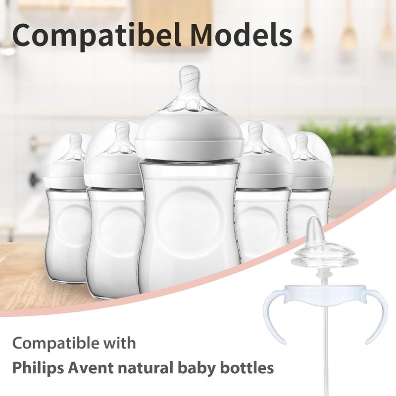 Ullnosoo 4 Pack Sippy Cup Nipples Kit for Philips Avent Natural Baby Bottle Toddler Transition Kit with 4 Soft Straw Nipple 2 Weighted Straw 2 Bottle Handle 2 Cleaning Brush - Image 4