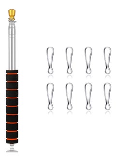 SYOSI Telescopic Collapsible Flag Pole for Camping Handheld Extendable Portable Flagpole Stainless Steel Stick with Hooks 8 Pcs Clip Tour Guide Travel Teaching 2m  - Image 1