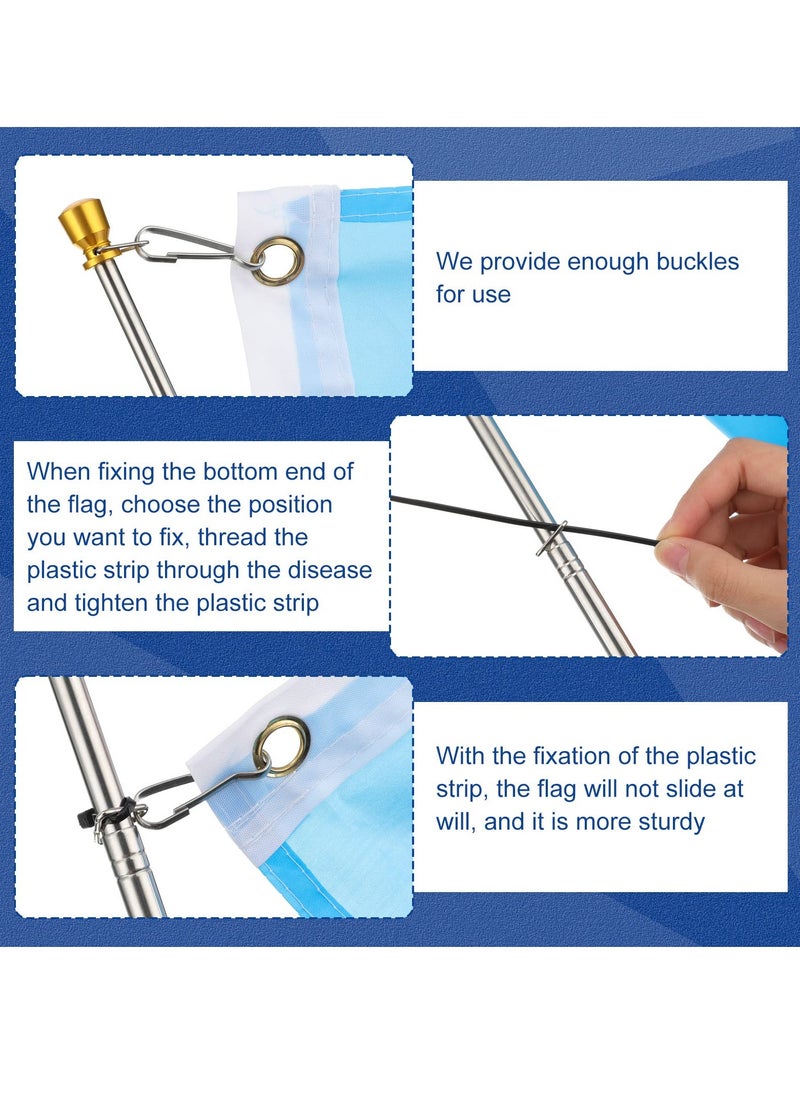 SYOSI - Telescopic Collapsible Flag Pole for Camping Handheld Extendable Portable Flagpole Stainless Steel Stick with Hooks 8 Pcs Clip Tour Guide Travel Teaching 2m - Image 1