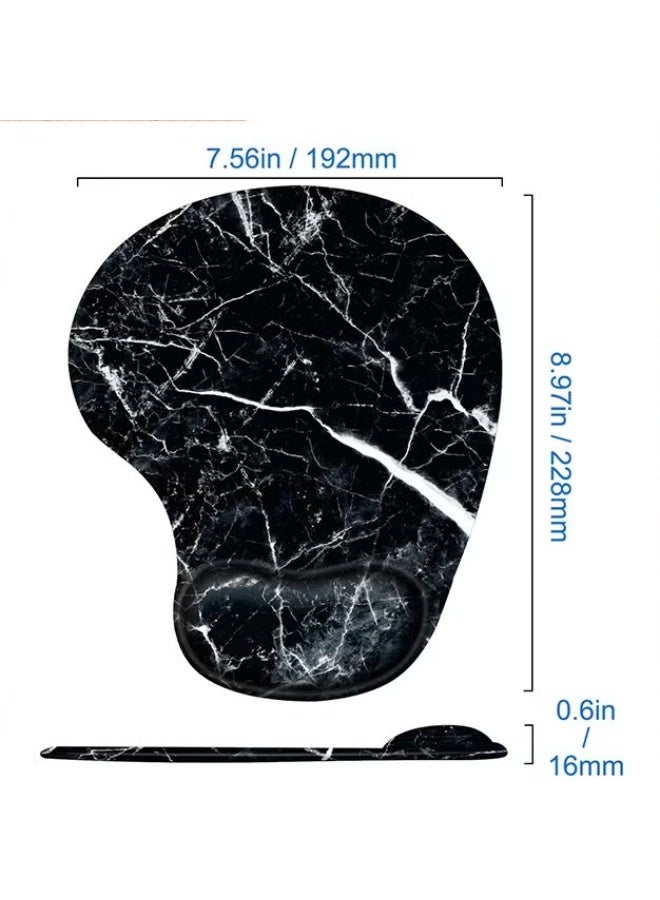 Mouse Pad Wrist Support,Ergonomic Gel Mouse Pad With Wrist Rest,Comfortable Computer Mouse Pad With Non-Slip PU Base,Pain Relief Mousepad For Laptop Easy Typing,Black Marble - Image 2