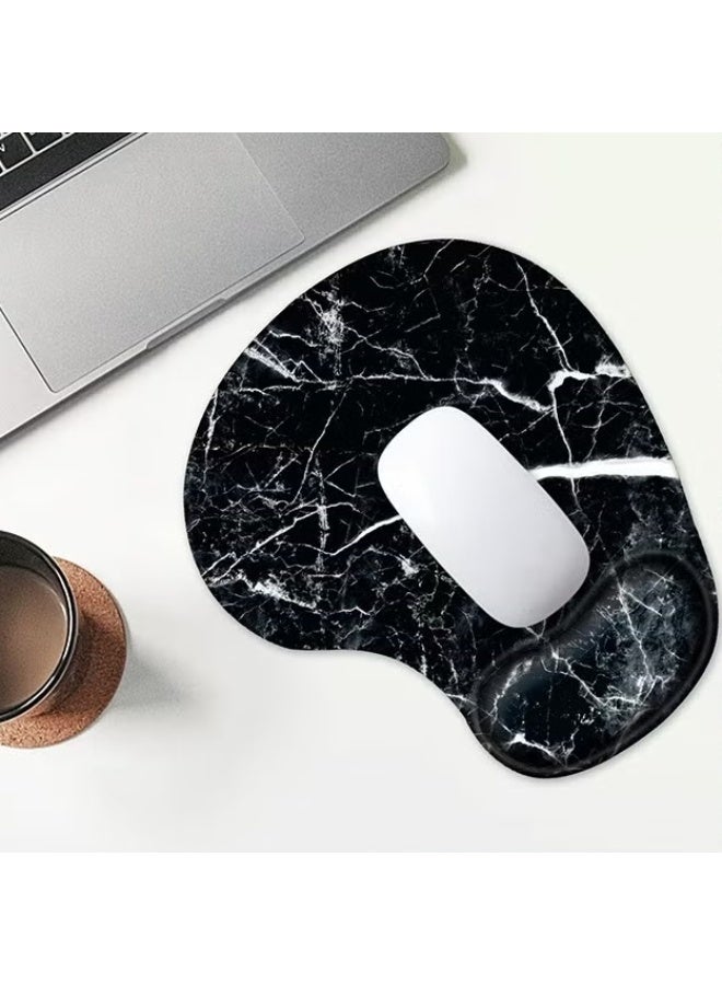 Mouse Pad Wrist Support,Ergonomic Gel Mouse Pad With Wrist Rest,Comfortable Computer Mouse Pad With Non-Slip PU Base,Pain Relief Mousepad For Laptop Easy Typing,Black Marble - Image 3
