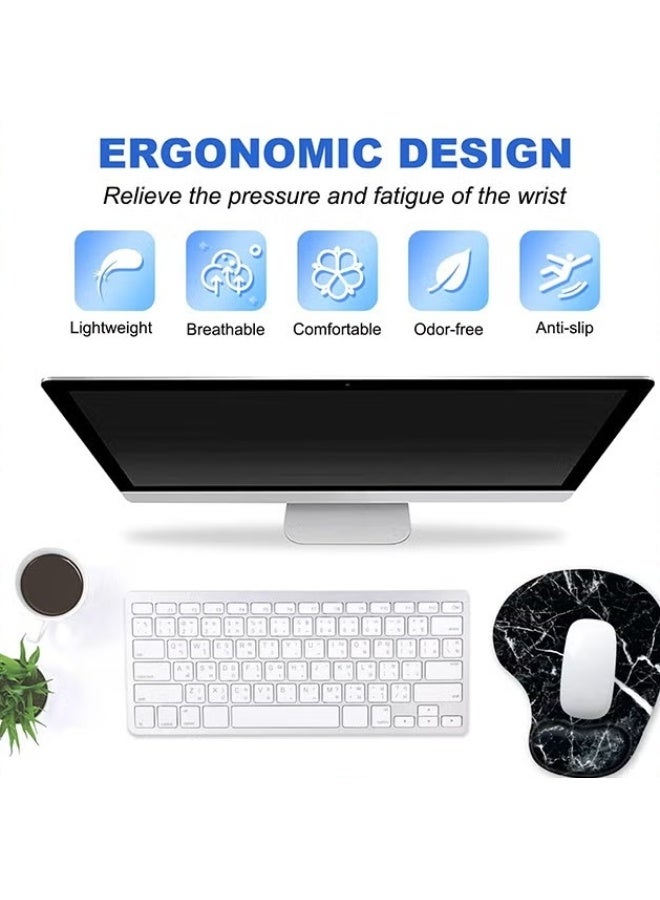 Mouse Pad Wrist Support,Ergonomic Gel Mouse Pad With Wrist Rest,Comfortable Computer Mouse Pad With Non-Slip PU Base,Pain Relief Mousepad For Laptop Easy Typing,Black Marble - Image 5