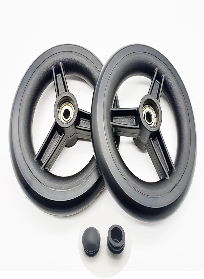 ComsenMed Rollator Walker Replacement 6 inch Rear Wheel,Rollator Rear Wheel Assembly,6 inch Solid Wheel, 6" 3 Rib Caster Wheel,rollator Walker Accessories,Universal Parts,MDS86825SLRW,Set of 2,Black. - Image 1