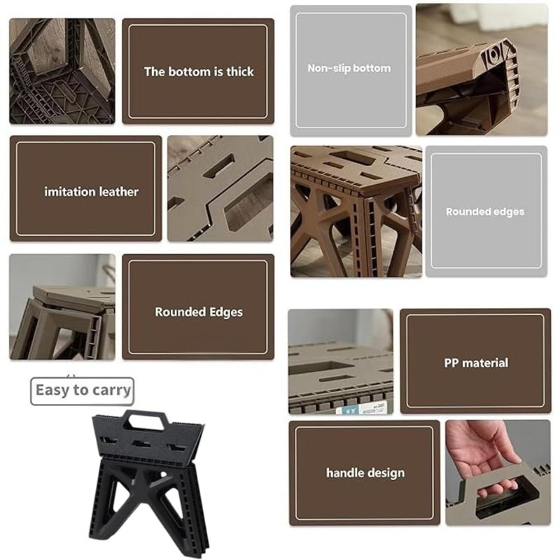 Portable Foldable Step Stool Lightweight Plastic Chair For Indoor Outdoor Use Fishing Camping Kitchen Bedroom Living Room Picnic Foot Stool, Durable Compact Travel Folding Step Stool - Random Color - Image 3