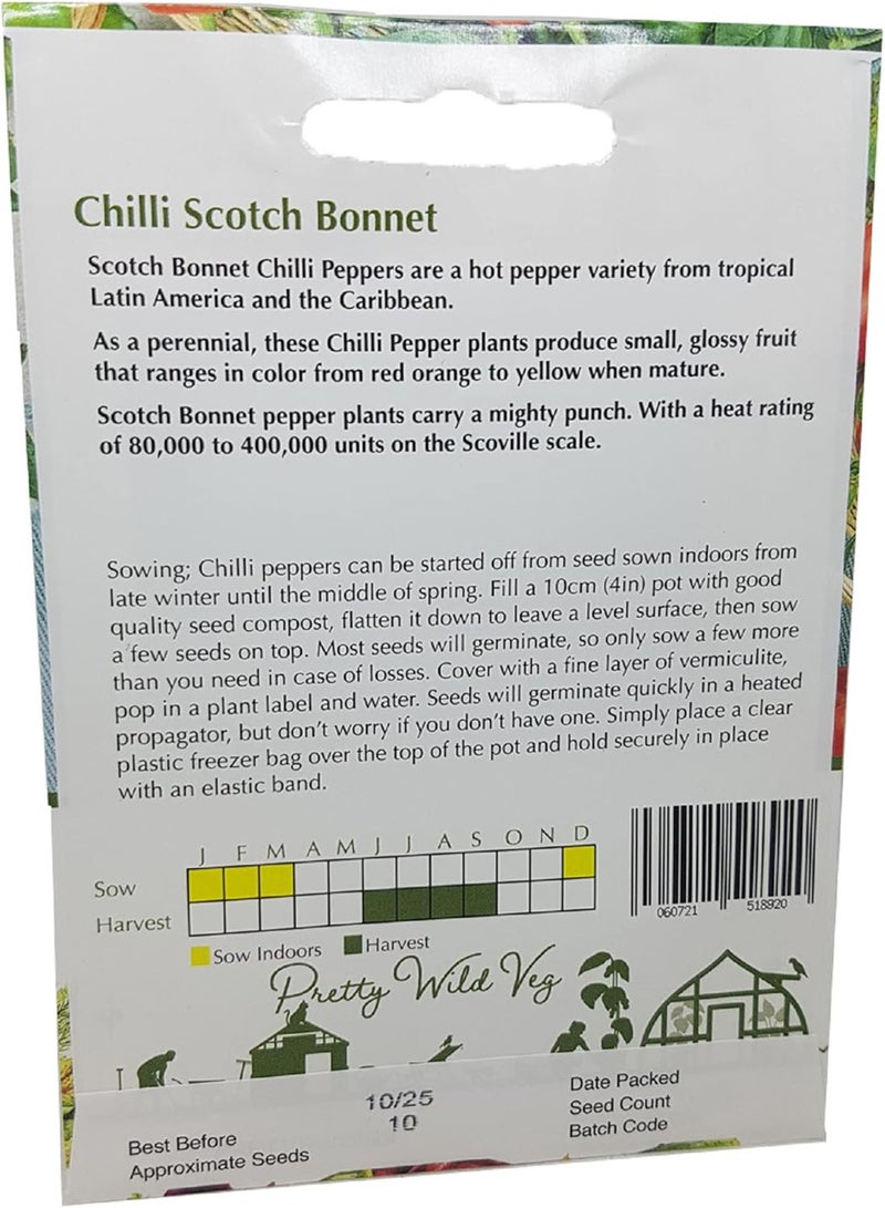 GGOOT Chilli Scotch Bonnet Seeds Vegetable Fruit Seeds Veg Seeds Cabbage Carrot Sweetcorn Tomato Strawberry (Chilli Scotch Bonnet) - Image 2