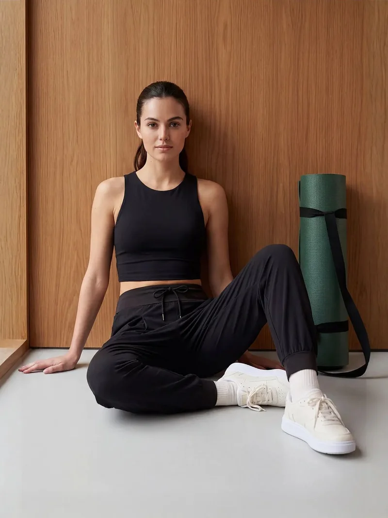 تومي لايف TOMMY Mid Waist Thin Jersey Jogger Pants with Pocket