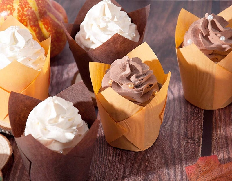 Oban Tulip Cupcake Liners Cupcake or Muffin Liners 150 Pack Medium Baking Cups Muffin Wrappers Perfect for Birthday Parties, Weddings, Baby Showers (Brown) - Image 3