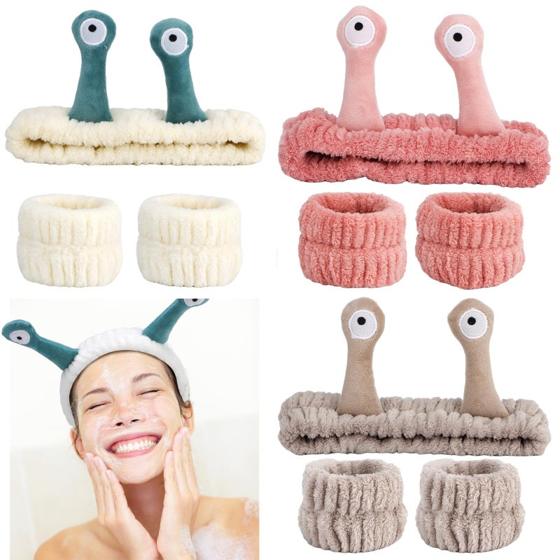 Canitor Snail Spa Headband Wrist Bands for Washing Face Makeup Skincare Cute Animal Monster Cute Funny Gifts for Women Girls Preppy Teen Weird Stuff Trendy - Image 1