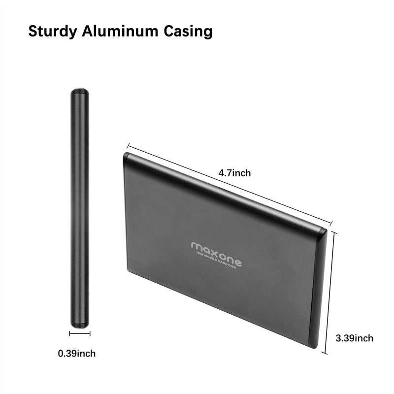 Maxone 320GB Ultra Slim Portable External Hard Drive HDD USB 3.0 Compatible with PC, Laptop - Charcoal Grey - Image 2