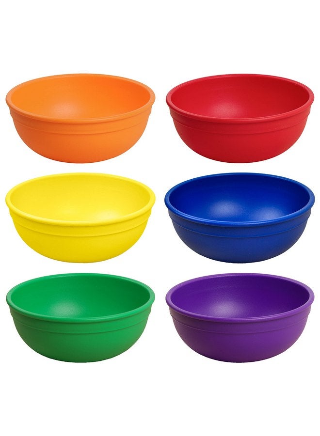 Re-Play Made in USA 20 Oz. Reusable Plastic Bowls, Set of 6 - Dishwasher and Microwave Safe Bowls for Snacks, Cereals, and Everyday Dining - Toddler Bowl Set 5.75" x 5.75" x 2.23", Crayon Box - Image 1