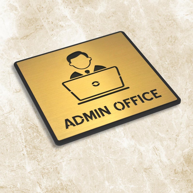 Vertical Root Inc ® Premium Brush Gold Finish AcrylicADMIN Office Door Sign Easy to Mount 3M Self-Adhesive Tape Signage for Hotel Office Resort Society Corporate Business. - Image 2