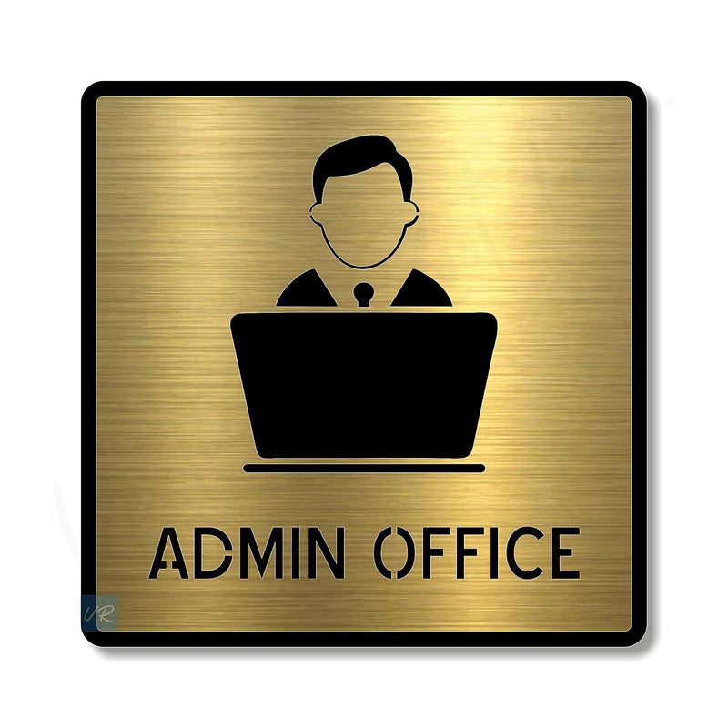 Vertical Root Inc ® Premium Brush Gold Finish AcrylicADMIN Office Door Sign Easy to Mount 3M Self-Adhesive Tape Signage for Hotel Office Resort Society Corporate Business. - Image 1