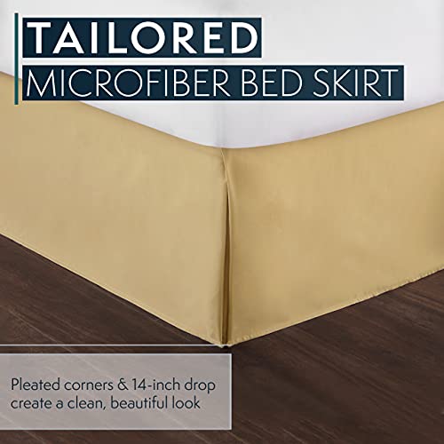 HC Collection California King Bed Skirt, Soft Microfiber Box Spring Cover, 14" Inch Drop Bed Skirt Twin Bed, Wrinkle & Fade Resistent - Beige - Image 2