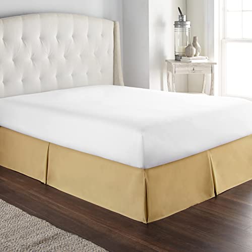 HC Collection California King Bed Skirt, Soft Microfiber Box Spring Cover, 14" Inch Drop Bed Skirt Twin Bed, Wrinkle & Fade Resistent - Beige - Image 1