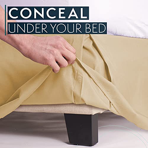 HC Collection California King Bed Skirt, Soft Microfiber Box Spring Cover, 14" Inch Drop Bed Skirt Twin Bed, Wrinkle & Fade Resistent - Beige - Image 3