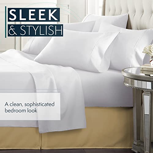 HC Collection California King Bed Skirt, Soft Microfiber Box Spring Cover, 14" Inch Drop Bed Skirt Twin Bed, Wrinkle & Fade Resistent - Beige - Image 5
