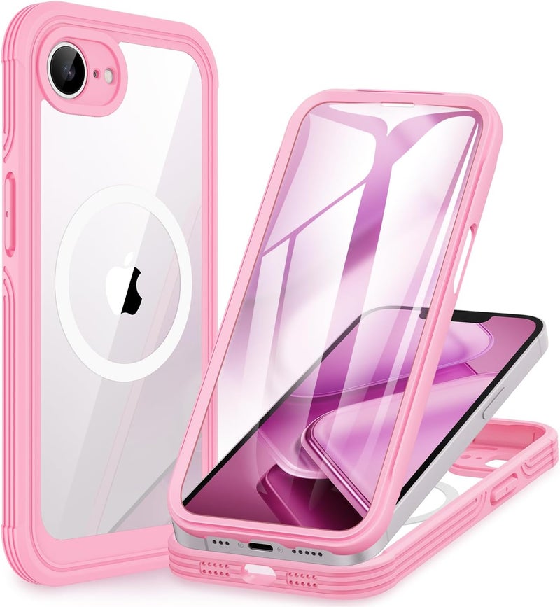 CENHUFO Compatible with iPhone 16e Case Built-in Glass Screen Protector,Fits for Magsafe,360 Full Body Shockproof Protective Phone Case for iPhone 16e 6.1 Inch -Pink Heat resistant - Image 1