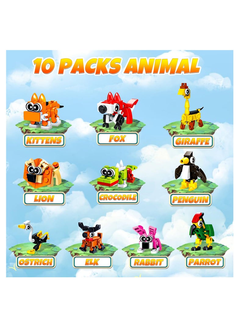 SYOSI 10 Pack Animals Building Blocks, Party Favors for Kids, 30 Kinds of Animal Figures 720 PCS Building Blocks Toys Set, Building Sets Stem Toys for Birthday Party Gift, Goodie Bags, Prize  - Image 2