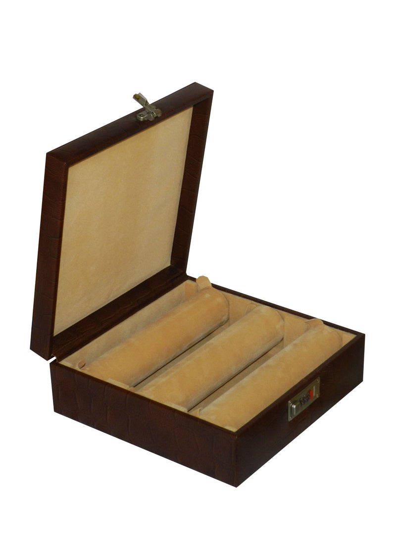 LAVERI LEATHER Laveri Genuine Leather Bracelet Jewelry Box with 3 Removable Rolls - Holder Stores Bracelets, Bangles & Watches Bangle Vanity Box REMOVABLE Vanity Box Removable Vanity Box  - Image 4