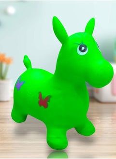 Generic An inflatable bouncy horse toy for children to ride in the shape of a horse - green 