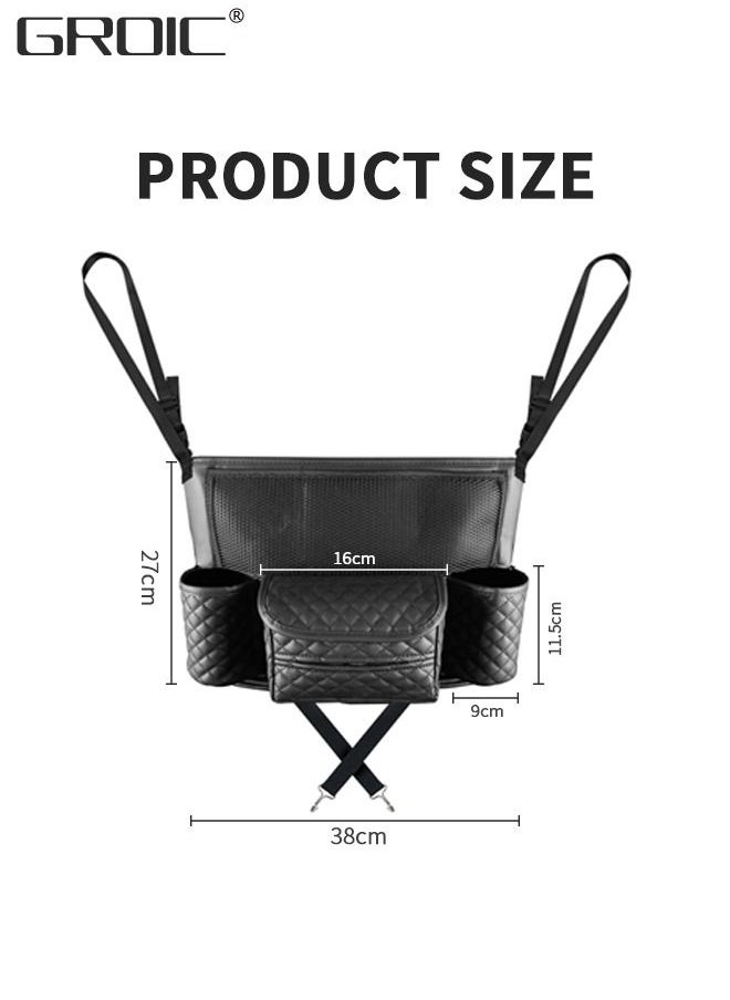 GROIC - Car Purse Holder Between Seats,Car Handbag Holder for Front Seat,Large Capacity Automotive Car Organizers Between Seats for Phones Documents Cups and More - Image 1