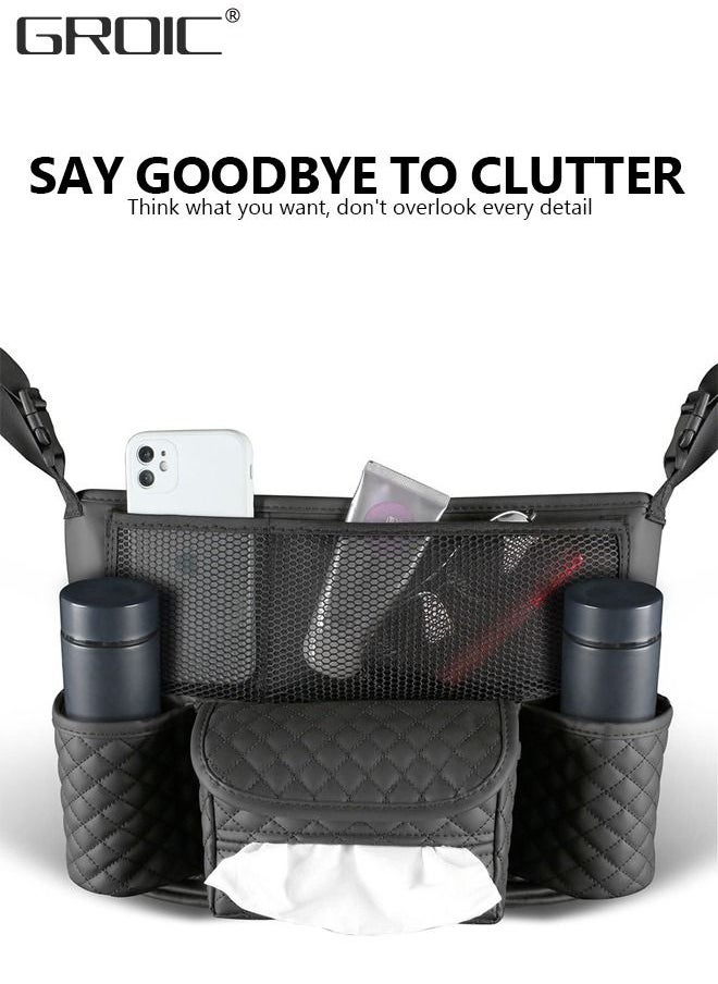 GROIC - Car Purse Holder Between Seats,Car Handbag Holder for Front Seat,Large Capacity Automotive Car Organizers Between Seats for Phones Documents Cups and More - Image 1