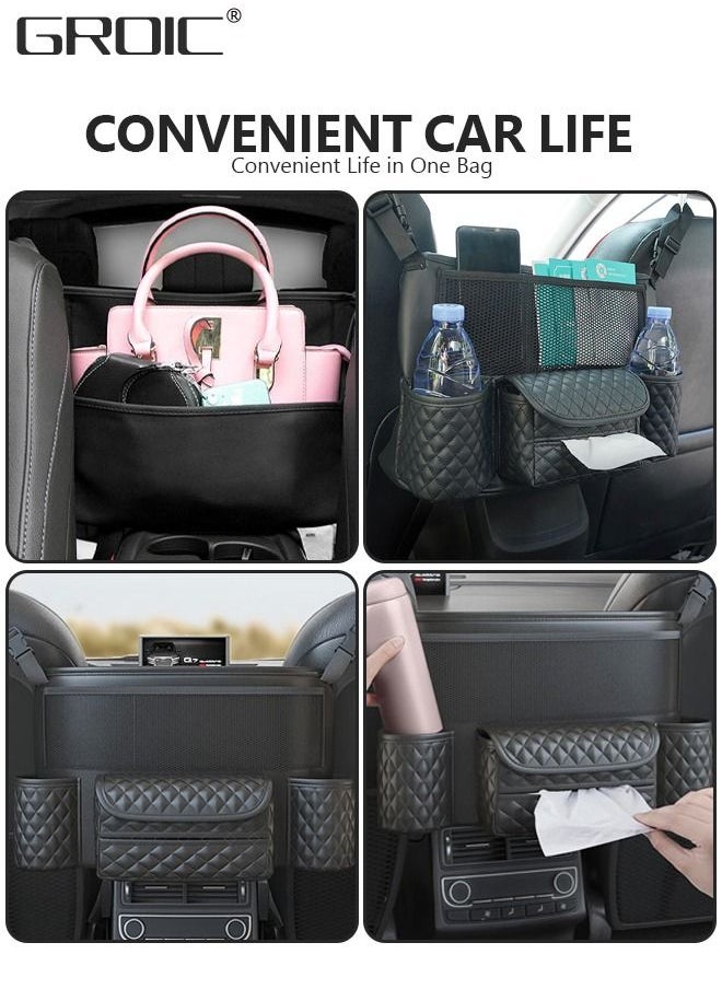GROIC - Car Purse Holder Between Seats,Car Handbag Holder for Front Seat,Large Capacity Automotive Car Organizers Between Seats for Phones Documents Cups and More - Image 1