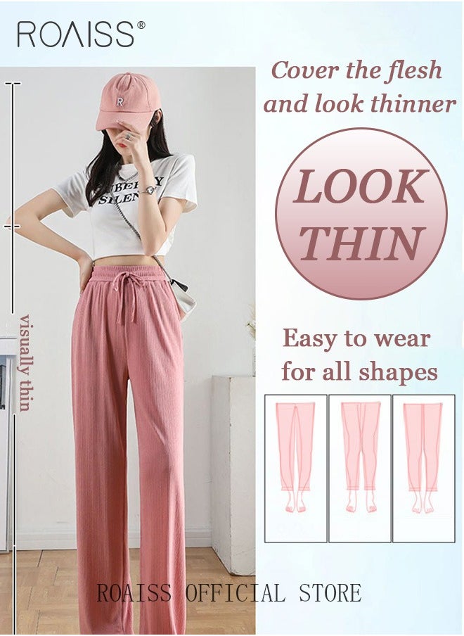 2 Piece Ice Silk Wide Leg Pants for Women Soft Trousers Ladies Mom' Long Pants Casual Plain New Arrival Trendy Straight Baggy Spring Summer Ladies Daily Outfit Clothes - pzsku/ZF0AEEAC1A708AE785ECDZ/45/_/1739764373/6b725271-8bbf-4585-a911-a9633d7684cb