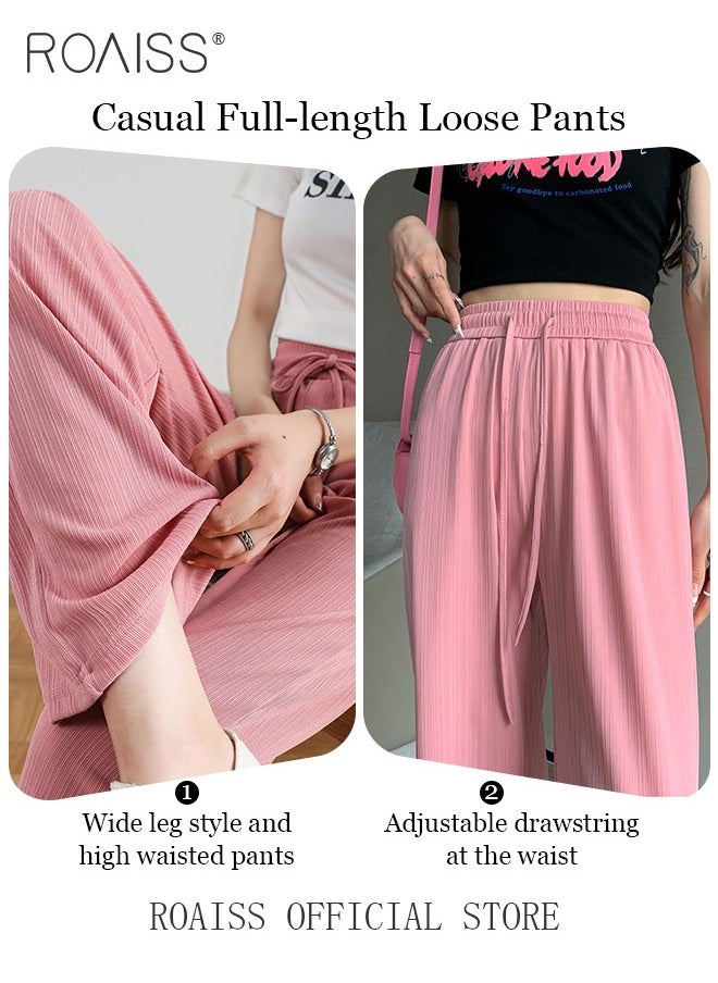 2 Piece Ice Silk Wide Leg Pants for Women Soft Trousers Ladies Mom' Long Pants Casual Plain New Arrival Trendy Straight Baggy Spring Summer Ladies Daily Outfit Clothes - pzsku/ZF0AEEAC1A708AE785ECDZ/45/_/1739764374/eccc36ea-1bbd-44e8-bd6e-f1a68d83202a