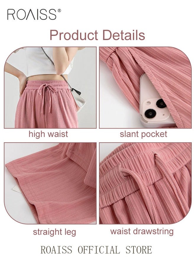 2 Piece Ice Silk Wide Leg Pants for Women Soft Trousers Ladies Mom' Long Pants Casual Plain New Arrival Trendy Straight Baggy Spring Summer Ladies Daily Outfit Clothes - pzsku/ZF0AEEAC1A708AE785ECDZ/45/_/1739764375/16e31d5f-973d-4a40-94a1-8854c5966069