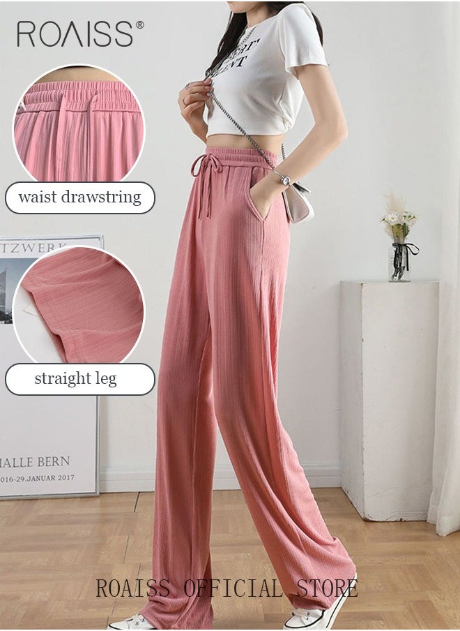 2 Piece Ice Silk Wide Leg Pants for Women Soft Trousers Ladies Mom' Long Pants Casual Plain New Arrival Trendy Straight Baggy Spring Summer Ladies Daily Outfit Clothes - pzsku/ZF0AEEAC1A708AE785ECDZ/45/_/1739764378/234b41d4-30d6-4305-837e-24a146158f68