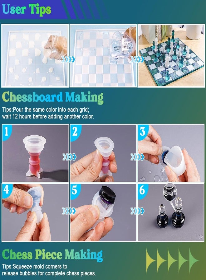 LET'S RESIN قوالب الشطرنج من LET'S RESIN لصب الراتنج، مجموعة قوالب شطرنج مصنوعة من الراتنج محدثة مع 16 قطعة من الشطرنج ثلاثية الأبعاد بحجم كامل وقطع شطرنج ولوحة شطرنج من السيليكون الإيبوكسي، لعبة الشطرنج DIY، هدايا عيد الميلاد - Image 5